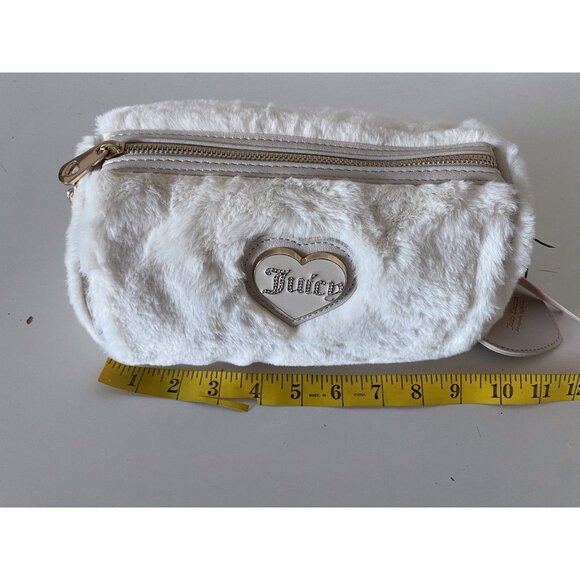 Juicy Couture Warm Up Barrel Shoulder Bag Purse Crystal White W/Charm Fuzzy NEW - Picture 12 of 14